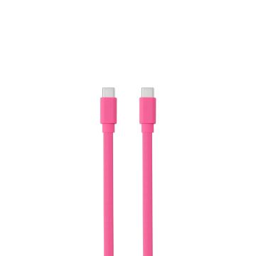 Câble USB-C mâle/USB-C mâle plat 1 m - Charge 60W (3A/20V) - USB 2.0 - fuchshia - ne s'emmêle pas