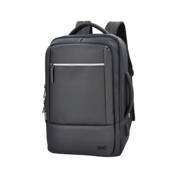 Sac &agrave; dos WE MOVE 16'' 900D, 4 compartiments zipp&eacute;s dont 1 avec sangles valise, noir, 32x16x44cm