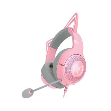 RAZER Kraken Kitty V2 Rose - RGB - Casque Filaire RGB avec Oreilles de Chat, Eclairage R&eacute;actif Stream, Micro Cardio&iuml;de HyperClear, Transducteurs Triforce 40m,