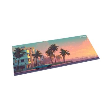 AS-300-Miami Seaside Tapis de souris XXL 40cm x 90cm, Surface de haute pr&eacute;cision, rev&ecirc;tement inf&eacute;rieur anti-d&eacute;rapant, Lavable en machine