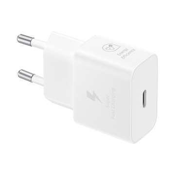 Chargeur secteur Rapide 25W Type C matériaux recyclés GaN avec câble Coloris Blanc SAMSUNG