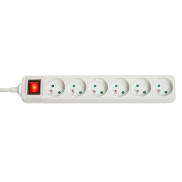 Multiprise 6 prises FR avec interrupteur, blanc