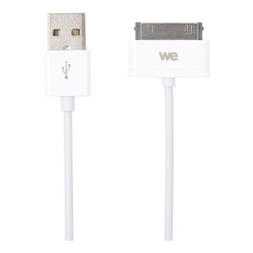 Câble USB Apple 30 pin blanc - 1m - compatible i4/4S