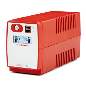 SALICRU Onduleur SPS 850 SOHO + Line-interactive 850VA 2USB 2prises Shuko/FR Protection surcharge avec charge APFC 647CA000003