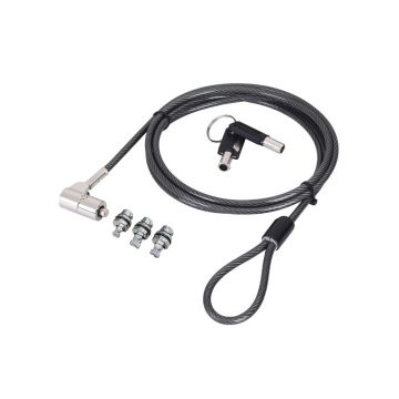 Câble de sécurité universel 3-en-1 pour encoche T-Lock 3x7mm / Noble Wedge 3,2x4,5mm / Nano 2,5x6mm – câble acier gainé PVC 4mm x 1,80m – option Master key
