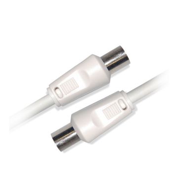 Câble Coaxial mâle /femelle 9,52mm + 1 adaptateur mâle/mâle 5 m Blanc