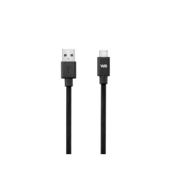 Câble USB-C mâle/USB A mâle plat 2 m - USB 3.1 gen 1 - noir ne s'emmêle pas