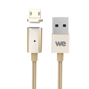 Câble USB/micro USB magnétique or - nylon tressé - 1.20m