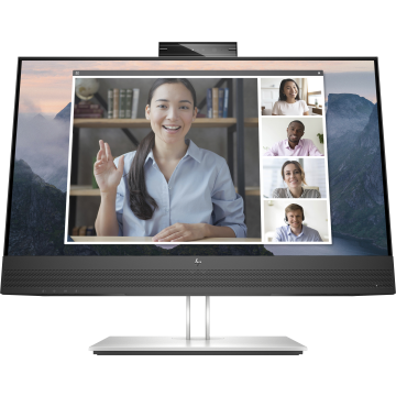 Moniteur HP E24mv G4 Collab 23.8'' FHD IPS 5ms GtG 250nits VGA/HDMI/DP 4xUSB-A 3.2 Regl Hauteur,Pivotable,Inclinable,webcam,certifié Zoom,barre de son 3/3/0