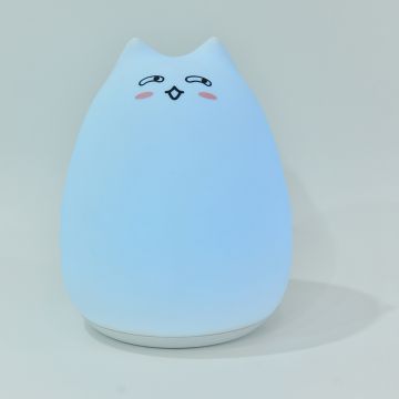 Veilleuse enfant en forme de chat rechargeable, avec télécommande 25cm de hauteur blanc