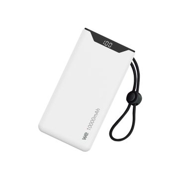 Batterie de secours WE, Power Bank, 10 000 mAh, couleur BLANC 1 port USB-A +1 port USB-C / 18W Charge rapide