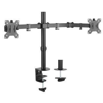 Support moniteur double 13-32 Poids max 8 kg - VESA 100 Bras à fixer ou serrer - inclinable et rotatif