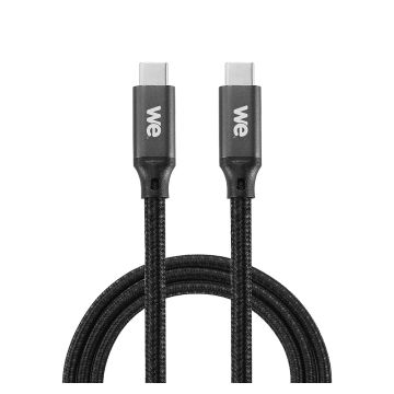 WE Câble USB-C mâle/USB-C mâle/mâle en nylon tressé 2m - USB 3.2 gen 1 - 3A - noir et blanc