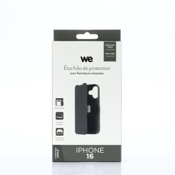 WE Etui folio AIMANTE APPLE IPHONE 16 Noir