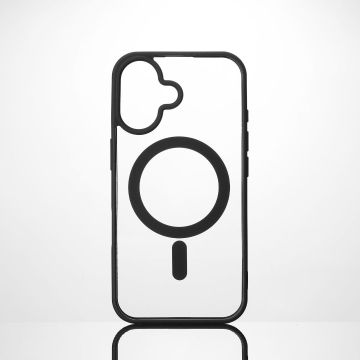 We Coque de protection RUBBER APPLE IPHONE 16 - Dos transparentcontour mat noir - Compatible MAGSAFE