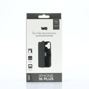 WE Etui folio AIMANTE APPLE IPHONE 16 PLUS Noir