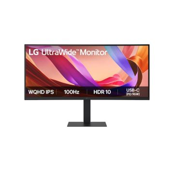 ECRAN LG 34" IPS Noir 21:9 5ms 3440x1440 100Hz 300cd/m2 HDMI Display Port USB-C LAN Pied réglab haut réglab haut pivot