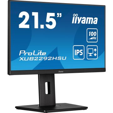 Ecran IIYAMA 21,5 IPS ULTRA MINCE 0.4ms 100Hz 1920x1080 250 cd/m² HP 1xHDMI 1xDisplayPort 4xUSB-HUB (3.2) 15cm pied réglable en hauteur Pivot TCO