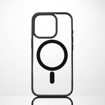 We Coque de protection RUBBER APPLE IPHONE 16 PRO - Dos transparentcontour mat noir - Compatible MAGSAFE