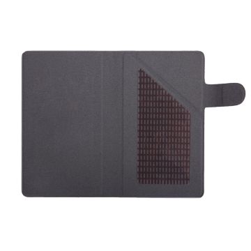 Etui universel colle magique noir effet peau de pêche/coin pliable taille M pour smartphones max 5 i6/S4/S5/A5/S6/S6 edge