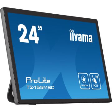 Ecran IIYAMA 24Tactile PCAP conceptions en verre sans cadre IPS 10points 1920x1080 5ms 400 cd/m² 1xDisplayport 1xHDMI HPs 2x1W 2xUSB / T2455MSC-B1