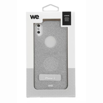 We coque de protection PAILLETTES APPLE IPHONE X Argent