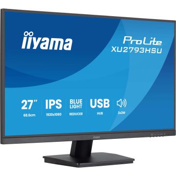 Ecran IIYAMA 27'' Dalle IPS Ultra mince 1920x1080 16:9 1ms 100Hz 300cd/m2 HDMI DisplayPort USB HUB (2x2.0) HPs TCO VESA 100x100 XU2793HSU-B7