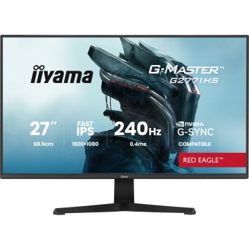 Ecran IIYAMA 27'' G-Master 0.4ms Red eagle Fast IPS 16:9 1920x1080 240Hz 350cd/m² 2xHPs 2xHDMI DisplayPort Black Tuner G-SYNC compatible G2771HS-B1