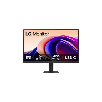 ECRAN LG 24 Noir IPS 16:9 5ms 2560x1440 100Hz 250cd/m2 HDR 10 HDMI USB Type-C Sortie Casque Black Stabilizer Mode Lecture VESA 100x100 Pied inclinable