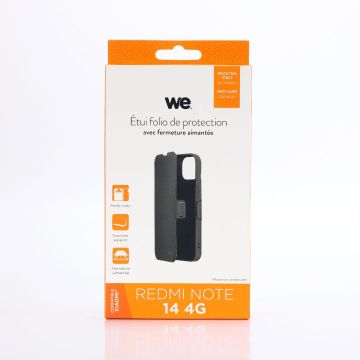 WE Etui folio FERMETURE AIMANTEE XIAOMI REDMI NOTE 14 4G noir