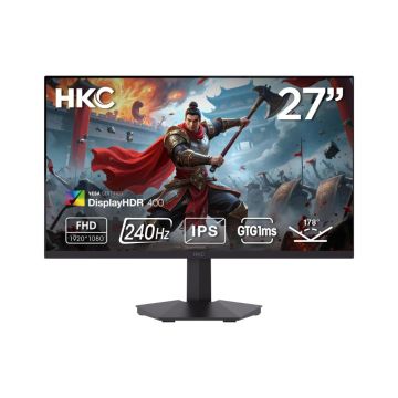 Ecran 27" HKC G27H3D gaming 1920x1080 Fast IPS 16:9 240Hz 1000:1 1ms 350cd/m² 2xHDMI DP A/O VESA 100x100 Inclinable Pied fixe Coloris Noir