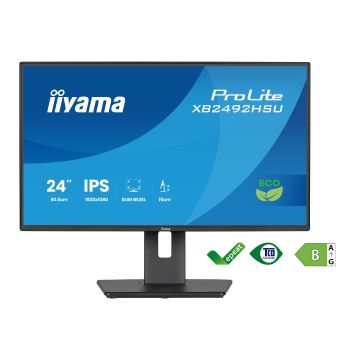 Ecran IIYAMA 24'' Noir IPS LED Ultra mince 16:9 1920x1080 3ms 300 cd/m² 120Hz HDMI Displayport 2xUSB (3.2) HPs TCO 15cm pied réglable haut Pivot produit ECO