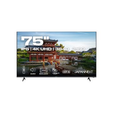 JAPANNEXT JNIPS750UHD60F Ecran LED 75" 4K UHD (3840x2160) à 60Hz IPS 450 cd/m²  1400:1 HDR10  3840x2160  14  HDMI Noir