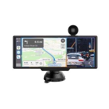 Ecran Carplay & Android auto 10,26'' - Support magnétique - Dash cam amovible 2K - Chargeur allume cigare et cable d'alimentation inclus