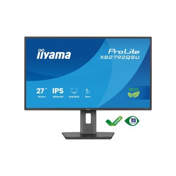 Ecran IIYAMA 27'' Noir dalle IPS LED Ultra mince 16:9 2560x1440 3ms 350 cd/m² 120Hz HDMI Displayport 2xUSB(3.2) HPs TCO 15cm pied réglab haut pivot produit ECO