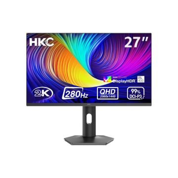 Ecran 27 HKC GS27QTS gaming 2560x1440 OLED 16:9 280Hz 1500000:1 0.03ms 250cd/m² 2xHDMI DP A/O VESA 100x100 Incli Réglab haut 130mm Pivot Pied HAS Coloris Gris"