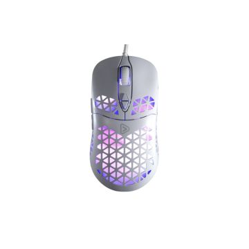 SO-4 blanche Souris Gaming Ergonomique Nid d'Abeille RGB &ndash; 3600 DPI &ndash; Acc&eacute;l&eacute;ration 10G &ndash; C&acirc;ble Tress&eacute; 1,5 m