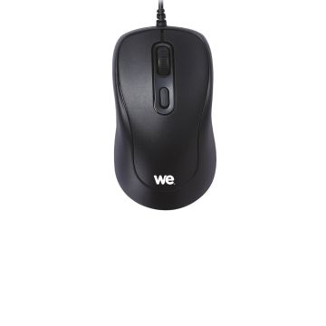 Souris filaire optique WE 1600DPI ,ambidextre, connexion USB, longueur câble 1.5m, grande taille 112*63*32.5mm, noir
