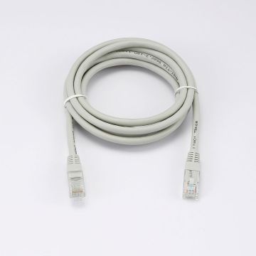 Câble RJ45 Male/Male droit CAT6 U/UTP - Longueur 2M - Gris - en sachet