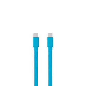 Câble USB-C mâle/USB-C mâle plat 1 m - Charge 60W (3A/20V) - USB 2.0 - bleu - ne s'emmêle pas