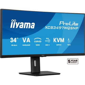 Ecran IIYAMA 34 VA 21:9 incurvé 1500R 3440x1440 0.4ms 120Hz 350 cd/m² HPs 2xHDMI DP 1xUSB-C 4xUSB(2x3.2 2xType C) 1 dock USB-C 15cm pied réglable hauteur TCO 