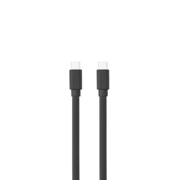 Câble USB-C mâle/USB-C mâle plat 1 m - Charge 60W (3A/20V) - USB 2.0 - noir - ne s'emmêle pas