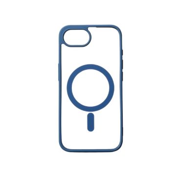 We Coque de protection RUBBER APPLE IPHONE 16E - Dos transparentcontour mat bleu - Compatible MAGSAFE