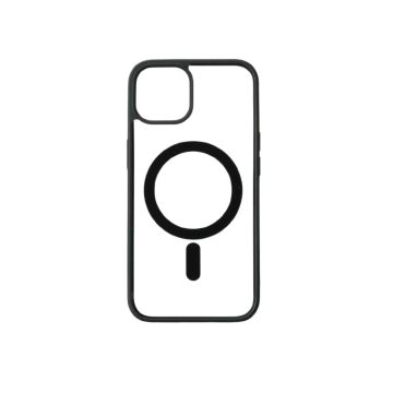 We Coque de protection RUBBER APPLE IPHONE 14 - Dos transparentcontour mat noir - Compatible MAGSAFE