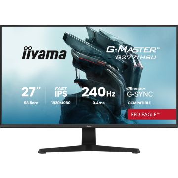 Ecran IIYAMA 27'' G-Master 0.4ms Red eagle Fast IPS 1920x1080 16:9 240Hz 350cd/m² 2xHDMI DisplayPort 2xUSB 1xUSB-C HPs G-SYNC compatib Black Tuner G2771HSU-B1