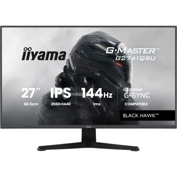 Ecran IIYAMA 27'' G-Master Black Hawk IPS Noir 2560x1440 16:9 1ms 144Hz 350cd/m² 1500:1 HPs HDMI DisplayPort 2xUSB HUB G-SYNC compatible Black Tuner G2741QSU-B1