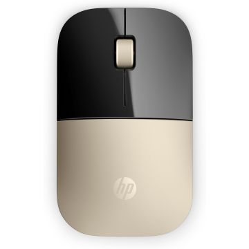 Souris sans fil HP Z3700 Or,fonctionne sur une large gamme de surfaces, durée de vie jusqu'à 16 mois avec une seule pile AA plate et elegante X7Q43AA