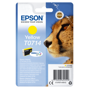 EPSON Cartouche Guépard T0714 Encre DURABrite Ultra Jaune 5,5ml