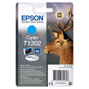 EPSON Cartouche Cerf T1302 Encre DURABrite Ultra Cyan XL 10,1ml