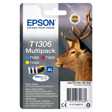 EPSON Multipack Cerf T1306 Encre DURABrite Ultra C,M,J (XL) 30,3ml
